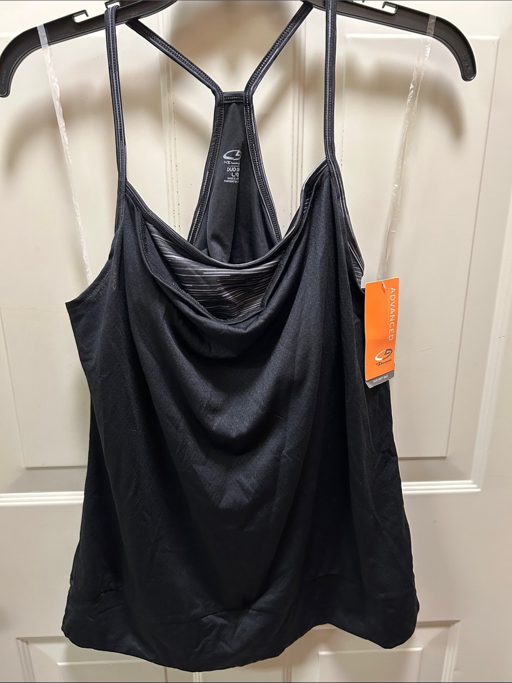 C9 by Champion Black Draped Cowl Tank with Strappy Racerback